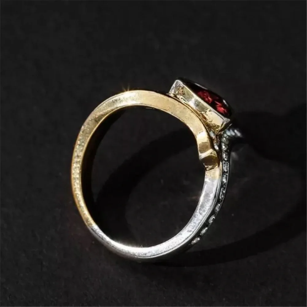 New S925 Sterling Silver 14K gold Two-Color Natural Ruby & White Sapphire Ring